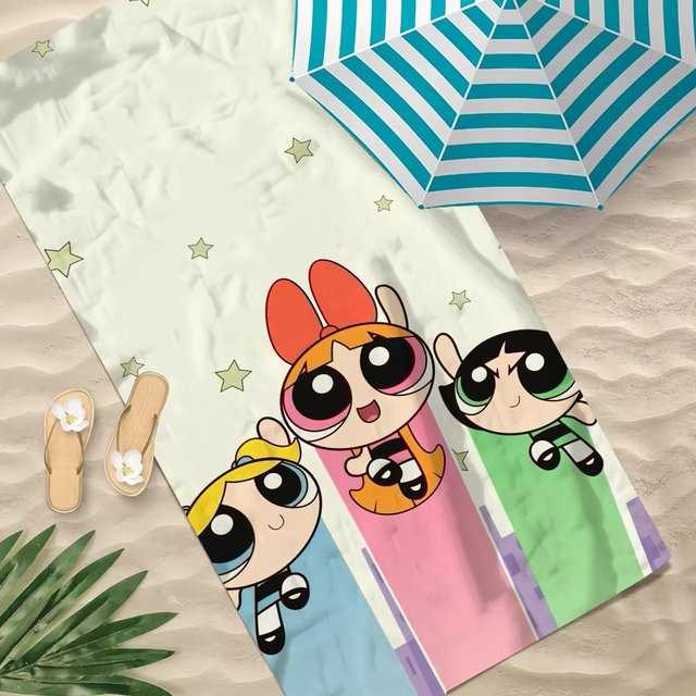 Bandai P-Power-Puff G-Girls Cartoon Handtuch, schnell trocknend und weich, Mehrfarbig - Bild 1