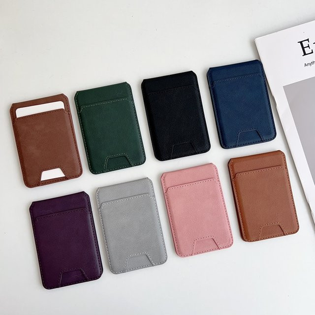 Magnetischer Leder-Kartenhalter für MagSafe iPhone 13 14 15 16 17 Pro Max, Ultradünnes Multifunktions-Wallet in Grau - Bild 1
