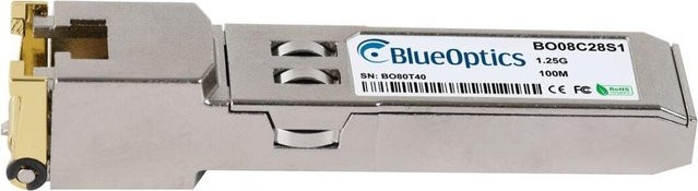 BlueOptics SFP Transceiver silber, kompatibel mit Cambium SFP-1G-Copper, für Gigabit Ethernet Datenübertragungen in Switchen, Routern und Storage Systemen - Bild 1