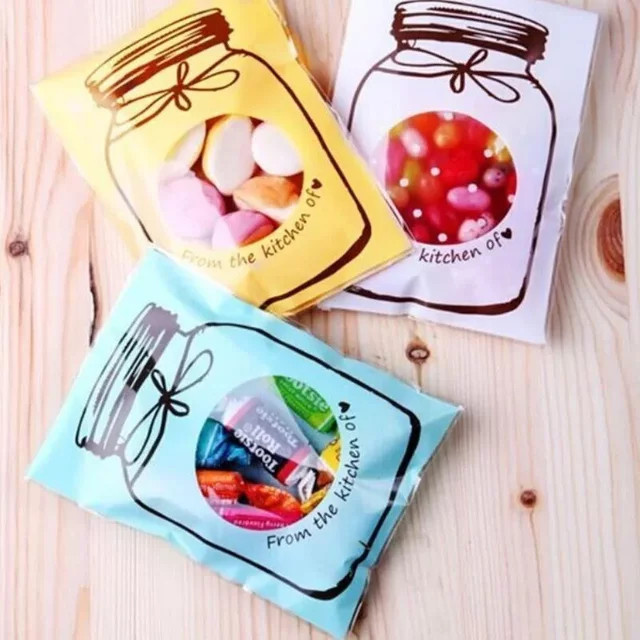 100 Stück Selbstklebende Kunststoff Süßigkeiten Taschen in Blau für Weihnachts-Dekoration und Gebäckverpackung - Bild 1