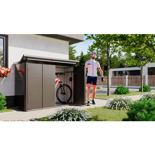 Fahrradbox Telluria Velotto aus verzinktem Stahl in Anthrazit, B/H/T: 203 x 142 x 75 cm - Bild 2