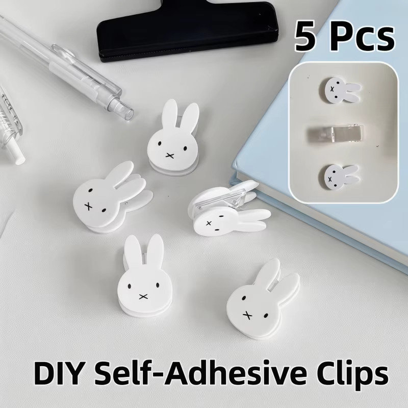 5 Stück Miffy Selbstklebende Büroklammern aus weißem PP für DIY Haftnotizen und Papieraufbewahrung - Bild 2