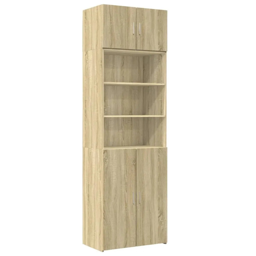 vidaXL Hochschrank Sonoma-Eiche mit Türen und offenen Regalfächern, B/T/H: 70 x 42,5 x 225 cm - Bild 2