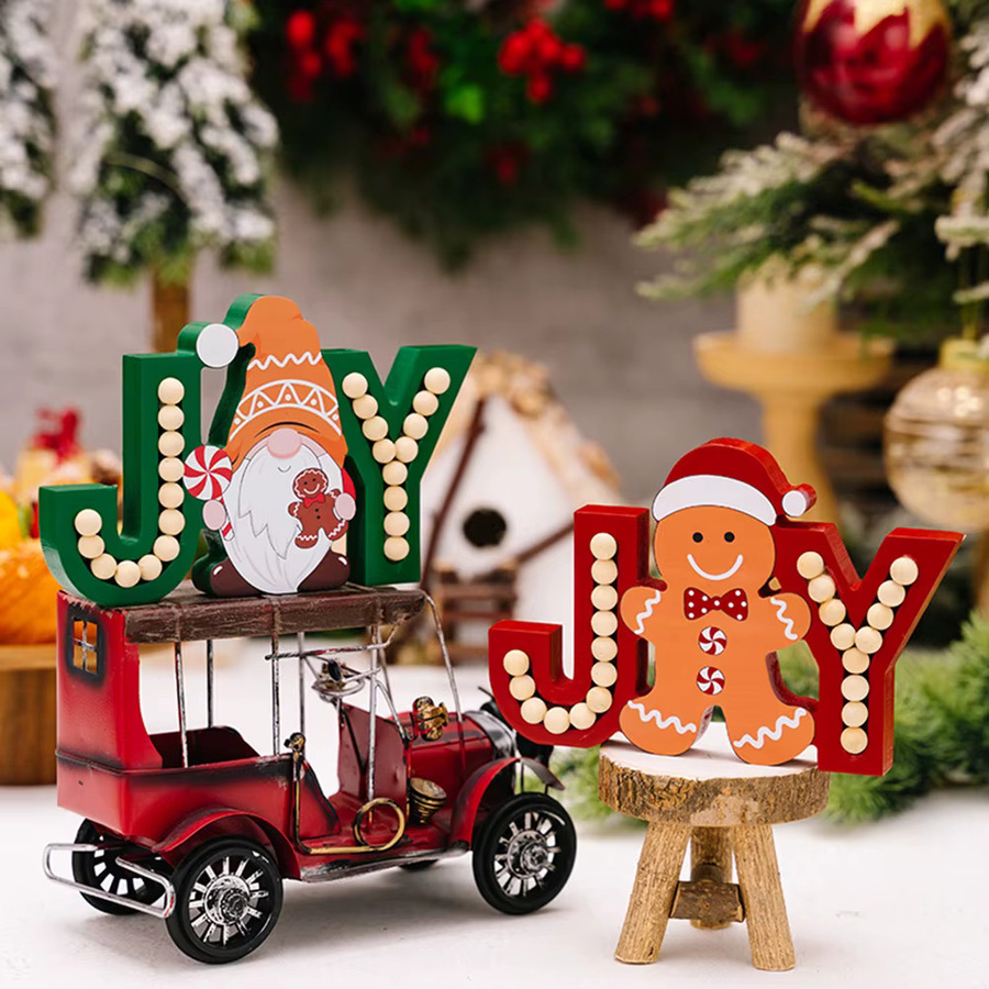 Runtowo JOY Lebkuchenmann Holzornament als bunte Weihnachtsdekoration für dein Zuhause - Bild 3
