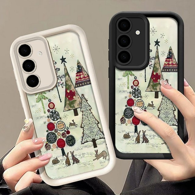 Winter Weihnachtsbaum Handyhülle für Samsung Galaxy S25 S24 S23 S22 Ultra FE A56 A36 A26 A17 A16 A15 A55 A54 in Schwarz und Mehrfarbig - Bild 1