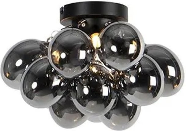 QAZQA Design Deckenleuchte Uvas in Schwarz mit Rauchglas, dimmbare 3-Licht Pendelleuchte im Art-Deco-Stil - Bild 1