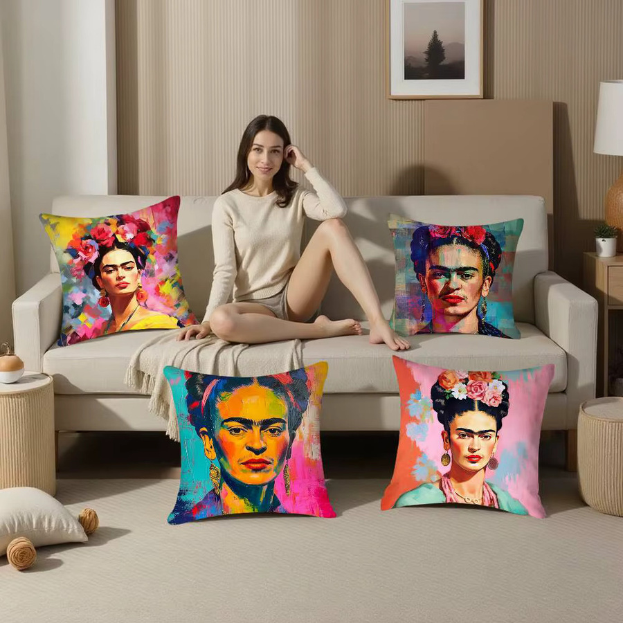 F-Fridas Painting Art Kissenbezug aus weichem Plüschstoff in Multicolor mit doppelseitigem Druck - Bild 2