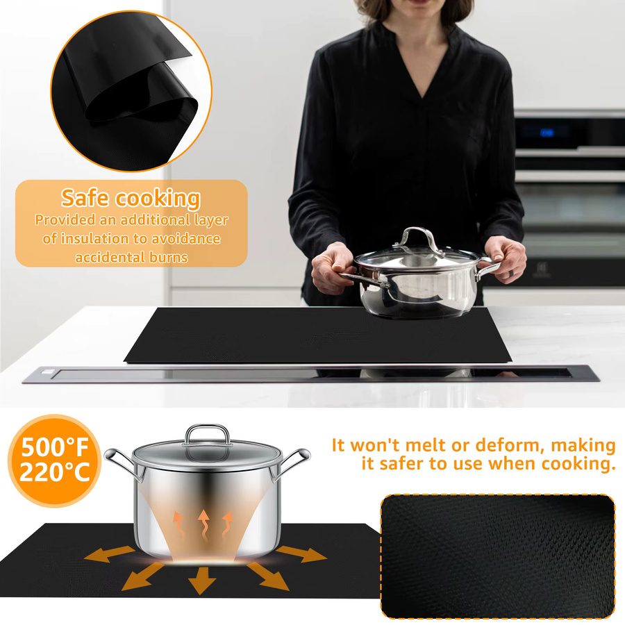 Willstar Silikon Kochfeld Matte Schwarz, Rechteckige Induktionsmatte zum Schutz deines Kochfeldes, B/T/H: 78 x 52 x 52 cm - Bild 3