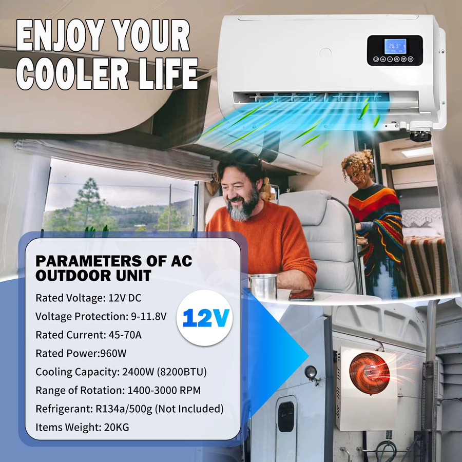 Treeligo Split-Klimaanlage für Lkw, Camper und Wohnmobile, 12 V/24 V, Weiß - Bild 2