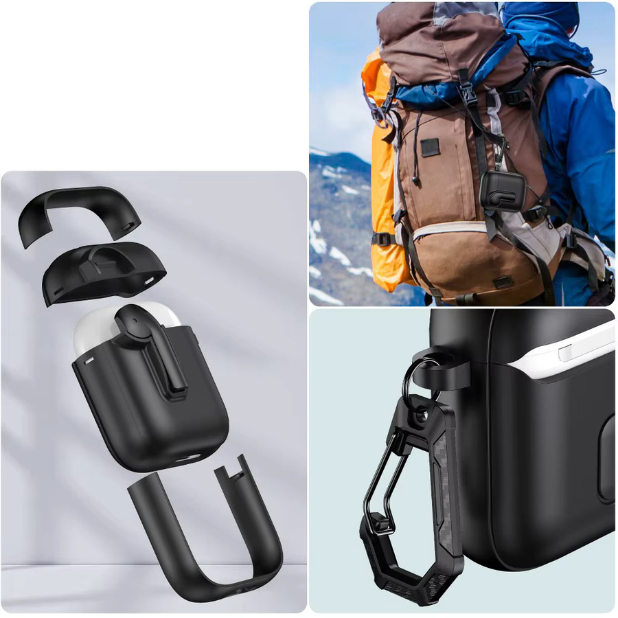 Funda Luxus Kopfhörerhülle für Apple AirPods 4, 3, 2 und Pro 2 stoßfeste Cover mit Haken - Bild 4