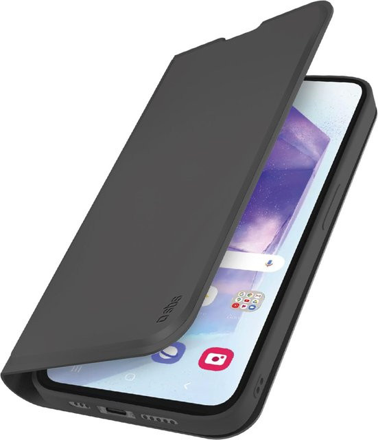 Samsung A56 Klapphülle mit Ständer und Soft-Touch-Oberfläche in Schwarz - Bild 1