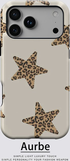 Aurbe Matte 2-in-1 MagSafe Hülle mit Leoparden-Stern-Design für iPhone 17 16 15 14 Plus Pro Max, Stoßfeste Hartschale, Beige - Bild 1