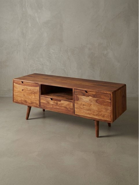 KADIMA DESIGN Lowboard aus Massivholz im Landhausstil in Braun, B/T/H: 135 x 51 x 45 cm - Bild 1