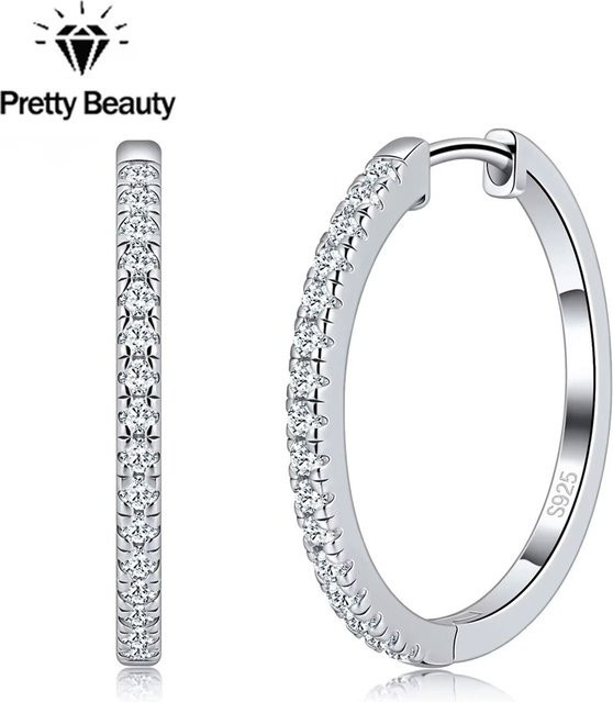 Pretty Beauty Creolen, 23 mm, 925 Silber, weiß vergoldet, Moissanit, Damen - Bild 1