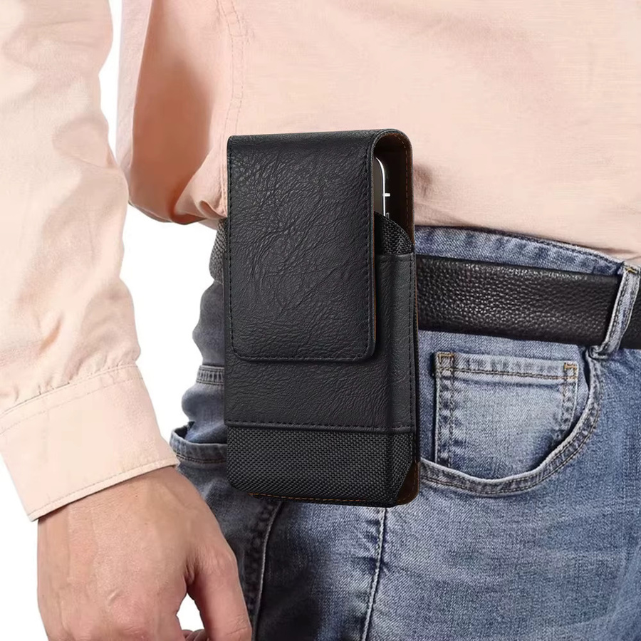 XhaoR Universelle Leder-Handy-Hüfttasche mit Gürtelclip für iPhone, Samsung und Xiaomi in Schwarz oder Braun - Bild 4
