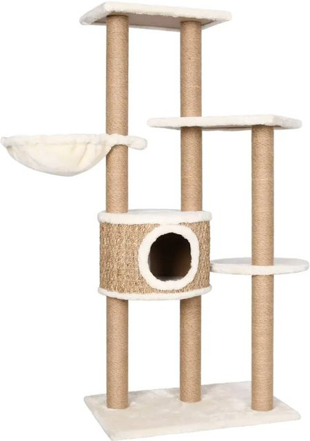 vidaXL Katzen-Kratzbaum in Beige mit Seegras und Hängematte, Höhe: 126 cm - Bild 1