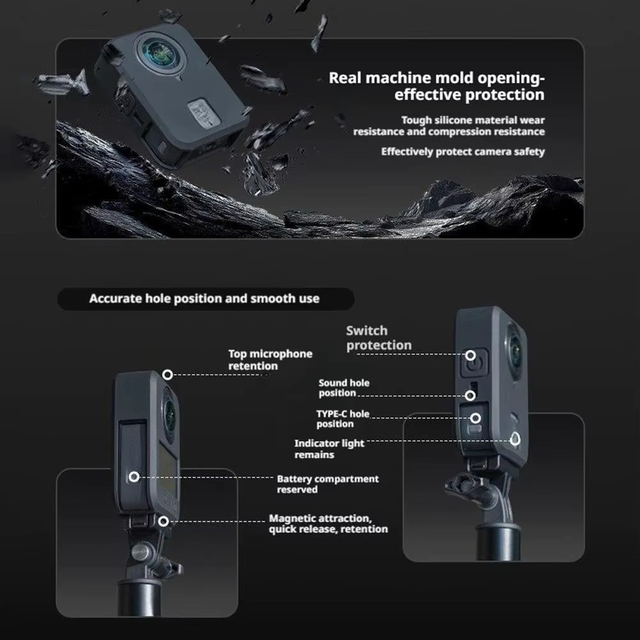 DJI OSMO 360 Silikon Schutzhülle in Schwarz, kratzfest und stoßfest - Bild 3