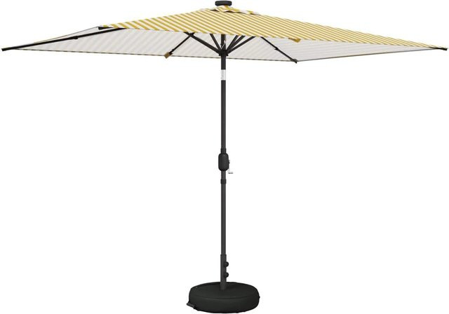 vidaXL Gartenparasol mit LED-Lichtern und Sockel in Weiß und Gelb B/T/H: 300 x 200 x 235 cm - Bild 1