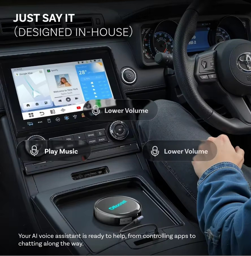 OTTOCAST P3 PRO Ai Box Wireless Carplay und Android Auto Adapter mit Android 13, Qualcomm 8-Kern Prozessor und Split Screen Funktion, Schwarz - Bild 2
