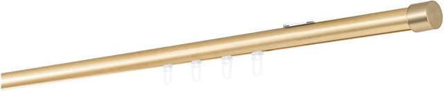ONDECO Wandträger Profil 1-läufig mit Endstück Cap, Messing-Matt, Länge: 340 cm, Durchmesser: 20 mm - Bild 1
