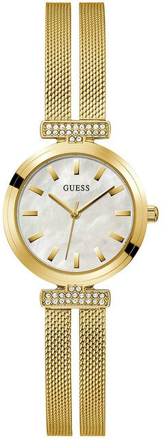 Guess Armbanduhr, Edelstahl, Gold, Zirkonia, Kristall, Quarz, 28 mm, Damen - Bild 1