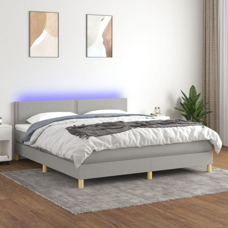 vidaxl Boxspringbett mit Matratze in Grau aus Stoff, B/T/H: 180 x 200 cm - Bild 1