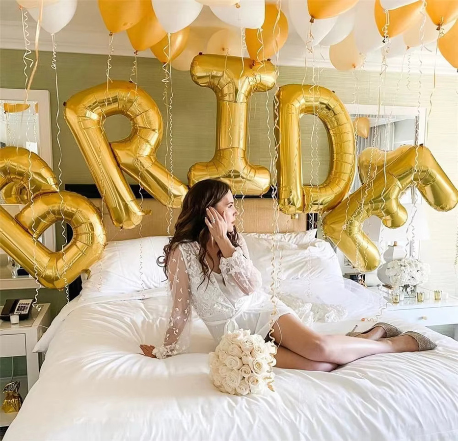 LQZZY Braut Buchstaben Folienballons 32 Zoll in Roségold und Silber für Hochzeit, Brautparty und Junggesellenabschied - Bild 2