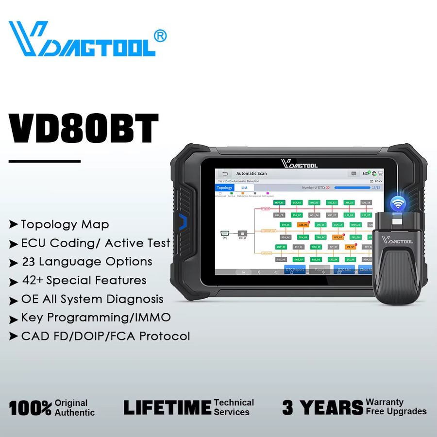 VDIAGTOOL VD80BT Auto-Diagnosegerät mit Topologie-Karte und Schlüsselprogrammierung in Schwarz - Bild 6