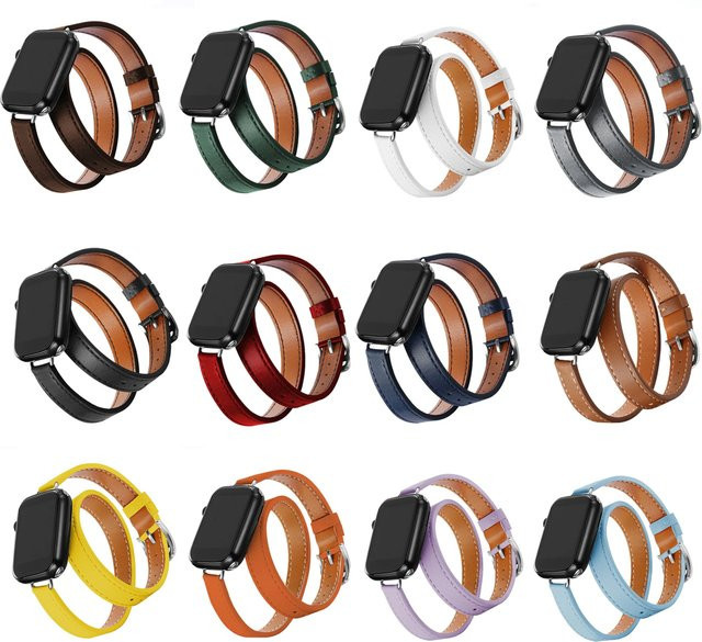 CAOWTAN Lederarmband für Apple Watch, Double Tour - Bild 1