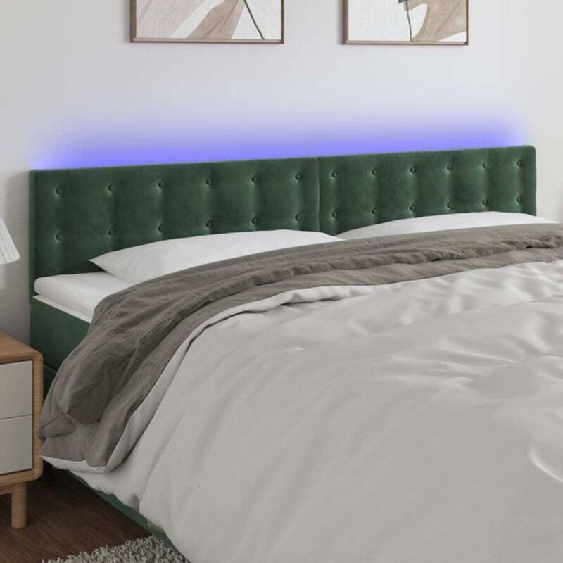 LED Kopfteil aus Samt in Dunkelgrün von Vidaxl, B/H: 180 x 78/88 cm - Bild 1
