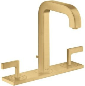 Hansgrohe Axor Citterio 3-Loch-Waschtischarmatur in gebürstetem Messing Gold mit zwei Griffen und Pop-up-Abfluss - Bild 1