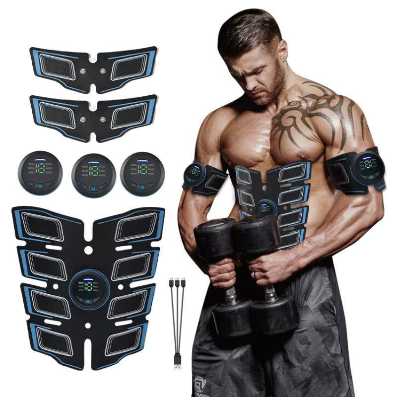 CAMMUO EMS Bauchmuskeltrainer Tragbares Massagegerät Elektronischer Trainingsgürtel für Fitness und Toning in Orange und Black - Bild 2