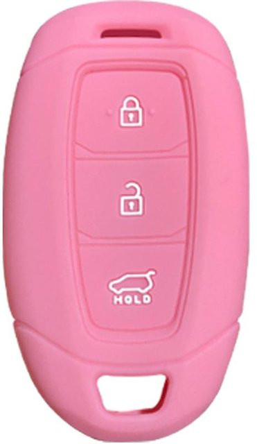 Silikon Schlüsselhülle Halter für Hyundai Creta II, Kona, I30, Ix25, Elantra und Accent in Rosa - Bild 1