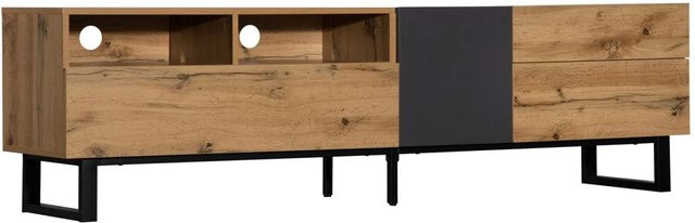 PXloue Lowboard TV-Schrank mit Schubladen und Holzmaserung, Breite: 180 cm - Bild 1