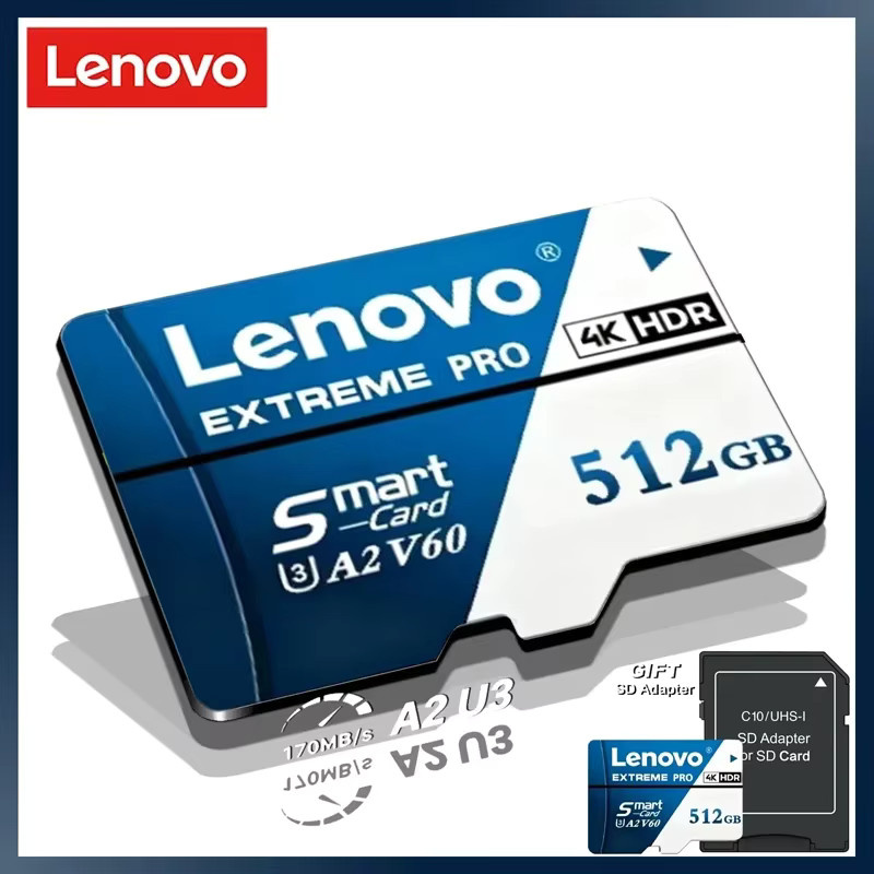 Lenovo TF SD Speicherkarte A2 microSD V60 Hochgeschwindigkeits-Flash-Karte für Handy, Computer und Drohne, 512GB, Blau - Bild 4