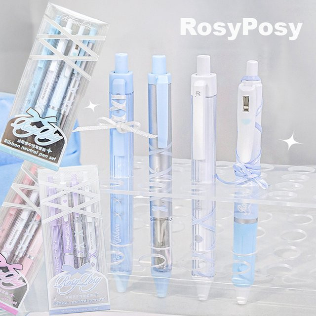 RosyPosy Signature Pen-Set, 4-teiliges Gelschreiber-Set im Ballett-Stil, blau, 0,38/0,5 mm - Bild 1