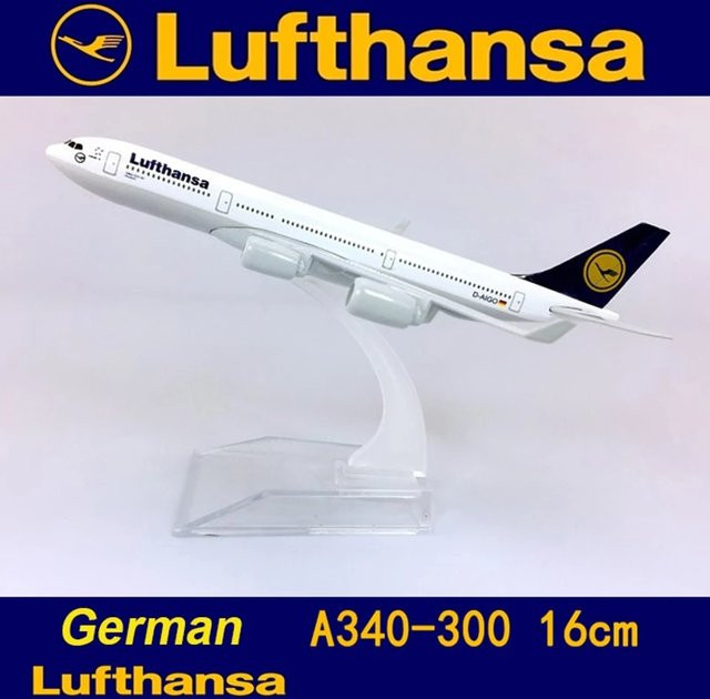 ZOCO A340 Lufthansa Flugzeugmodell, Metall, Weiß - Bild 1
