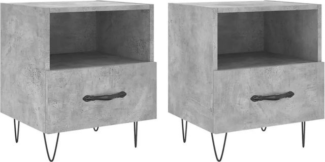 DELUKE Nachttisch RISO 2er Set Betongrau mit Schublade, moderner Beistelltisch für dein Schlafzimmer, B/T/H: 40 x 35 x 47,5 cm - Bild 1