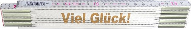 Stabila Zollstock aus Holz mit Lasergravur Viel Glück, 2 m, Weiß - Bild 1