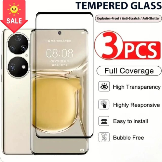 3er-Set Vollflächige Displayschutzfolien für Huawei P20 P40 P50 in Transparent - Bild 1
