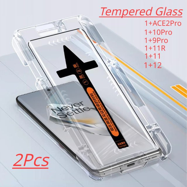 2 Stück OnePlus Panzerglas Displayschutzfolie für OnePlus 12 und 11 Pro inklusive automatischem Installationswerkzeug, transparent - Bild 1