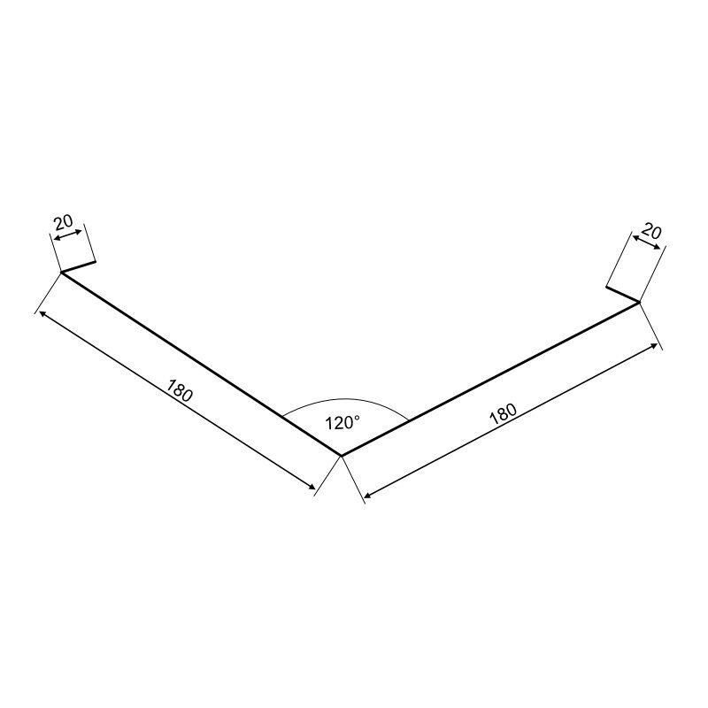 Kehlblech Blachotrapez GmbH aus Stahl, pulverbeschichtet, Innenwinkel 120°, B/T/H: 18,0 x 18,0 x 200,0 cm - Bild 1