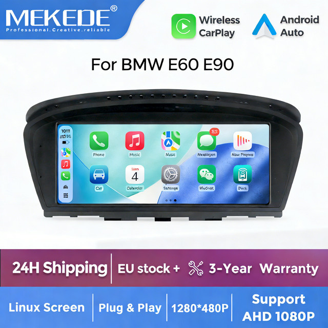 MEKEDE 8,8-Zoll QLED Multimedia-Player für BMW 3er E90 E91 E92 und 5er E60 E61 E63 E64 mit Android Auto, Apple CarPlay und Bluetooth in Schwarz - Bild 1