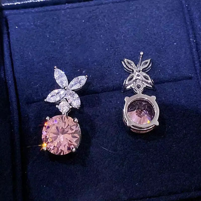 Huitan Ohrringe, Blume, rosa Zirkonia, Silber, Damen - Bild 2