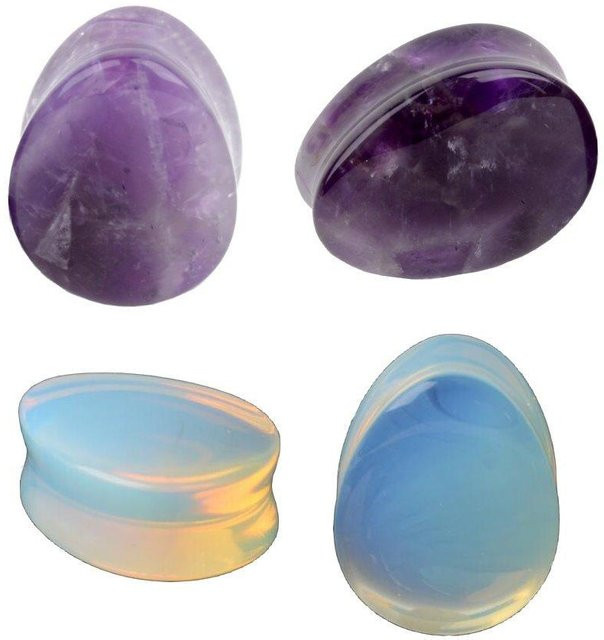 YULIN Ohrdehner Plugs, Opalit, Mondstein, Amethyst, 8mm, Damen - Bild 1