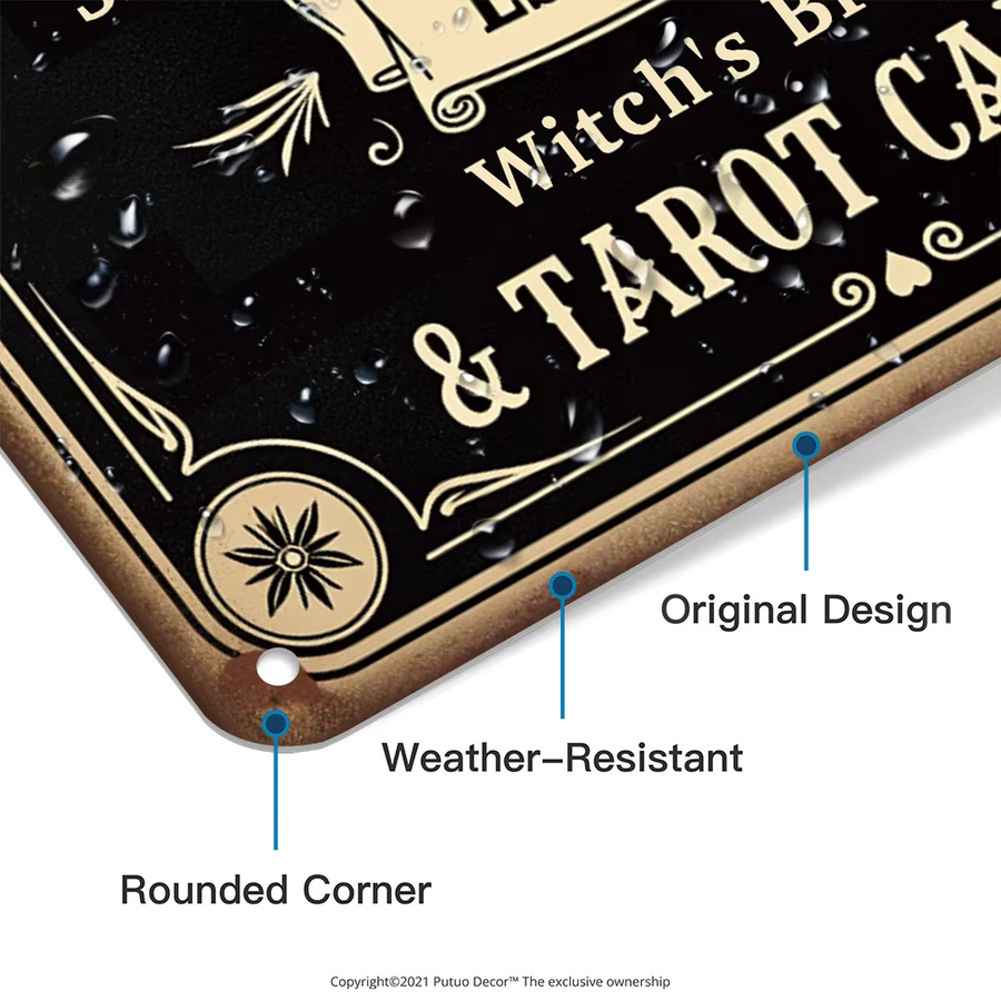 Putuo Decor Vintage Metallblechschild Black Hut Society für Fine Witches Wandkunst in Schwarz B: 30 cm, H: 20 cm - Bild 4
