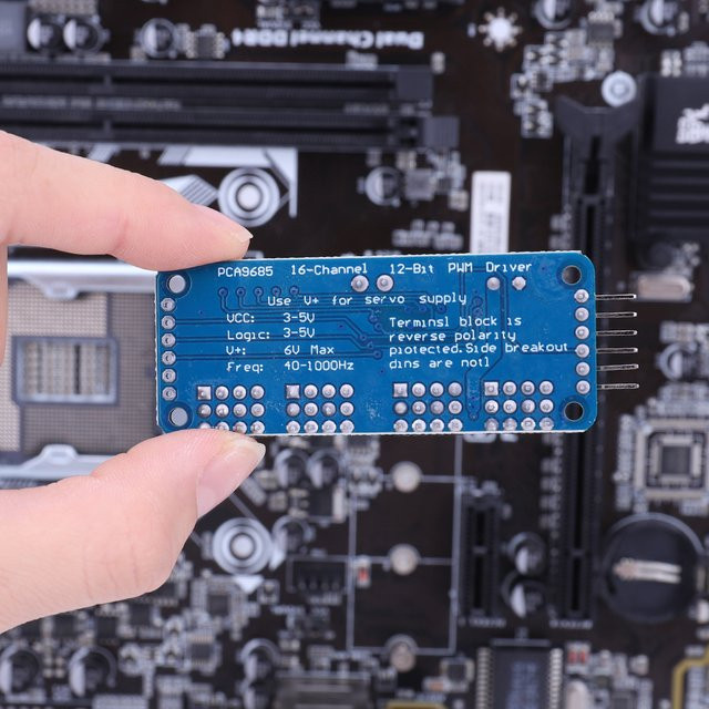 ALLOYSEED PCA9685 PWM Servo-Treiberplatine mit IIC-Schnittstelle, 16-Kanal 12-Bit-PWM-Modul in Blau für Arduino und Raspberry Pi - Bild 1