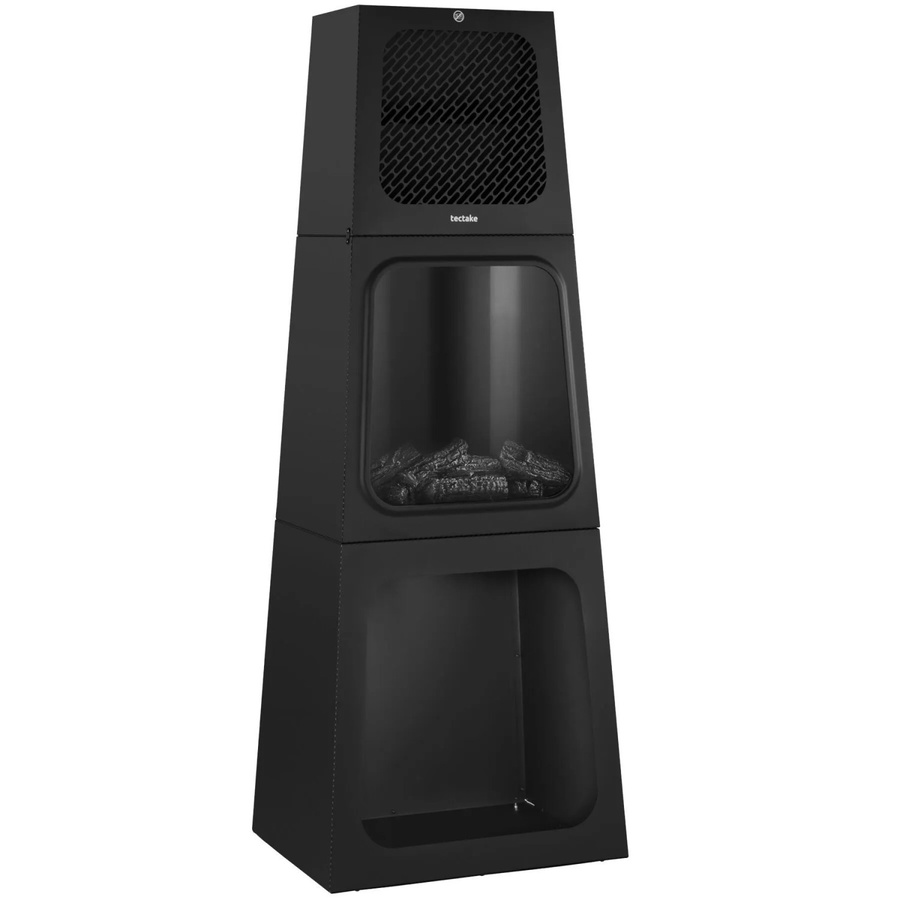 tectake Elektrokamin Soleil mit 3D Flammeneffekt und Glutimitation in Schwarz, 2 Leistungsstufen (900 W und 1800 W), H x B x T: 120 x 45 x 45 cm - Bild 2