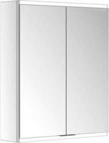 Keuco Spiegelschrank Royal Modular 2.0 mit 2 Drehtüren, LED-Beleuchtung und integrierten Regalen, B/T/H: 60 x 16 x 70 cm, Weiß/Silber - Bild 1