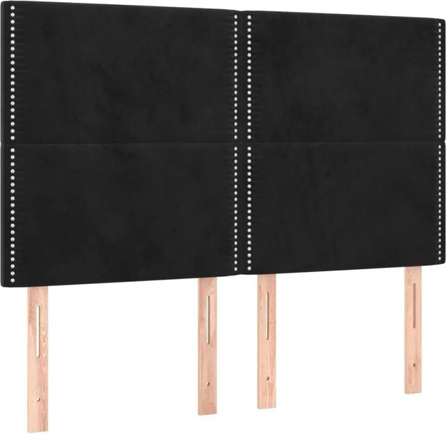 vidaXL Kopfteil Bett in Schwarz aus Samt, Breite: 144 cm, Tiefe: 5 cm, Höhe: 118 cm bis 128 cm - Bild 1